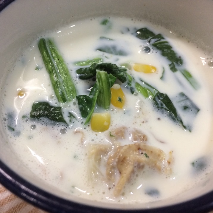 即席!ほうれん草とホタテのミルクスープ